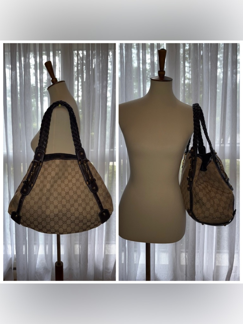 Gucci Tan Monogram Canvas Shoulder Bag with Dark Brown Trim - Picture 16 of 16